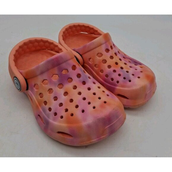 JOYBEES KIDS 6/7 CROCS SHOES CLOG MELON CLOUD TIE DYE PINK GIRLS - Picture 1 of 9